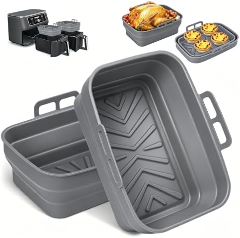 2PCS Silicone Air Fryer Liners – Reusable Foldable Baking Tray for 7.6L–9.5L Baskets