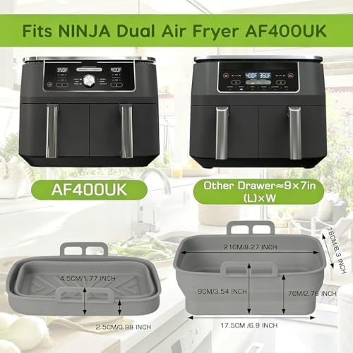 2PCS Silicone Air Fryer Liners – Reusable Foldable Baking Tray for 7.6L–9.5L Baskets