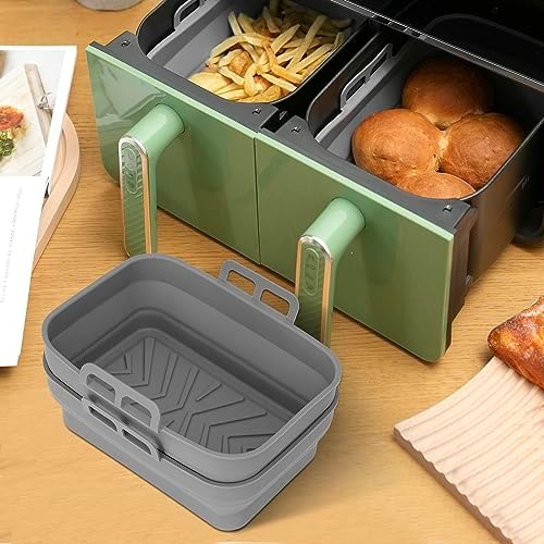 2PCS Silicone Air Fryer Liners – Reusable Foldable Baking Tray for 7.6L–9.5L Baskets
