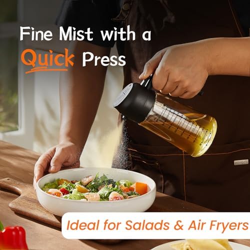 16oz Olive Oil Spray Bottle – 2-in-1 Dispenser, Black