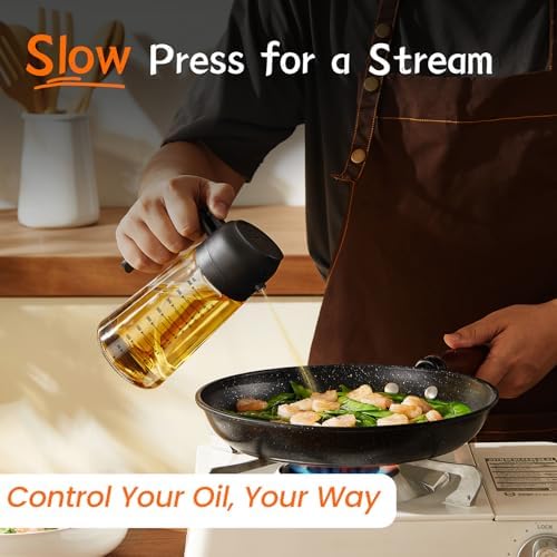16oz Olive Oil Spray Bottle – 2-in-1 Dispenser, Black