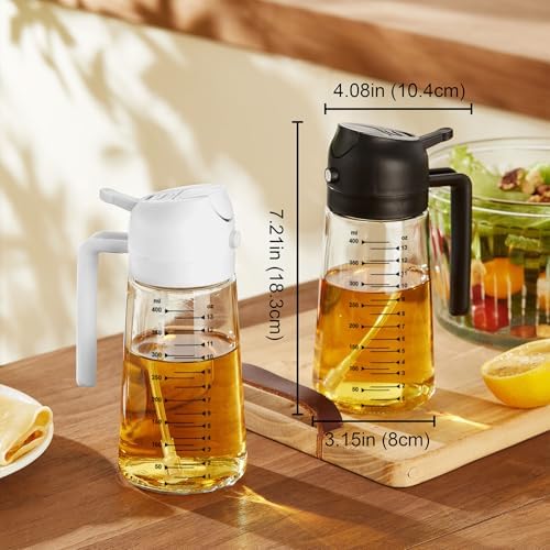16oz Olive Oil Spray Bottle – 2-in-1 Dispenser, Black
