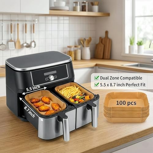 100PCS Disposable Air Fryer Liners – Non-Stick Greaseproof Baking Paper