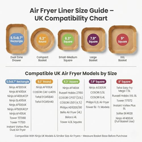 100PCS Disposable Air Fryer Liners – Non-Stick Greaseproof Baking Paper