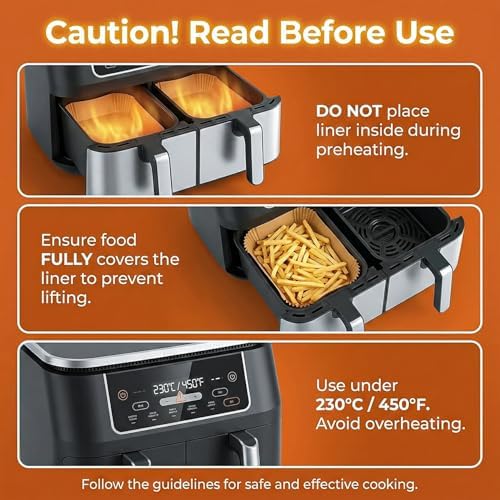 100PCS Disposable Air Fryer Liners – Non-Stick Greaseproof Baking Paper